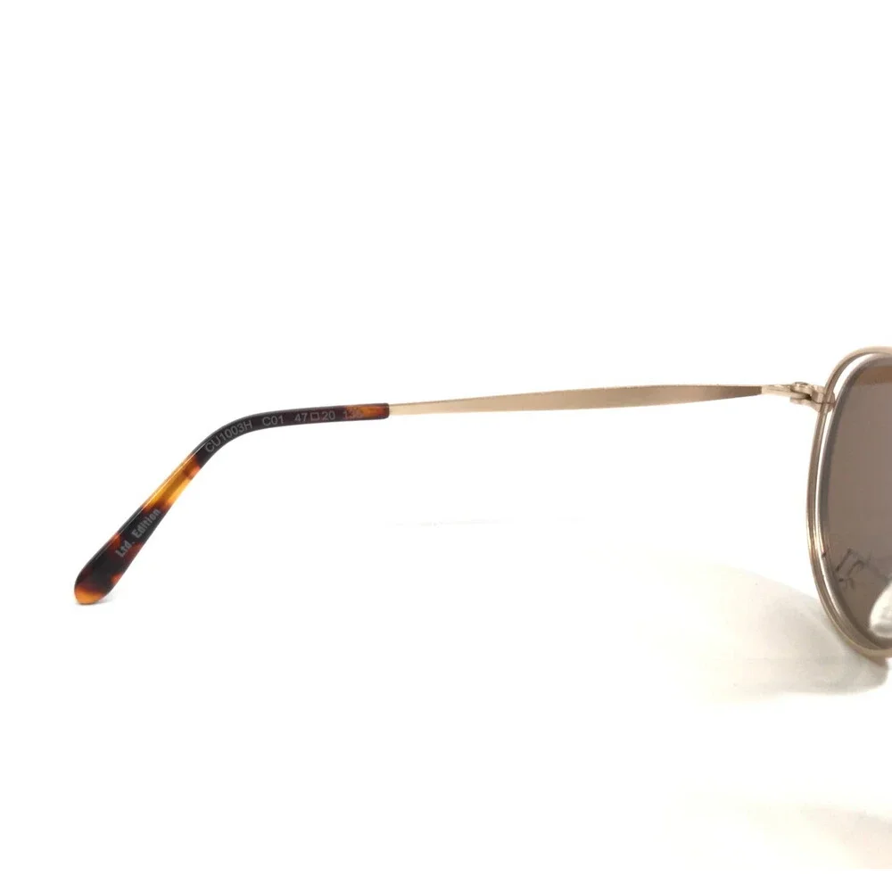 Champion Eyeglasses Frames CU1003H C01 Gold Round w/ Brown Polarized 47-20-135